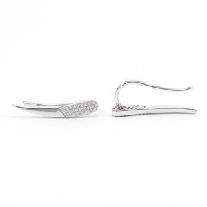 Crystal Pave Spike Ear Climbers Silver Crawlers